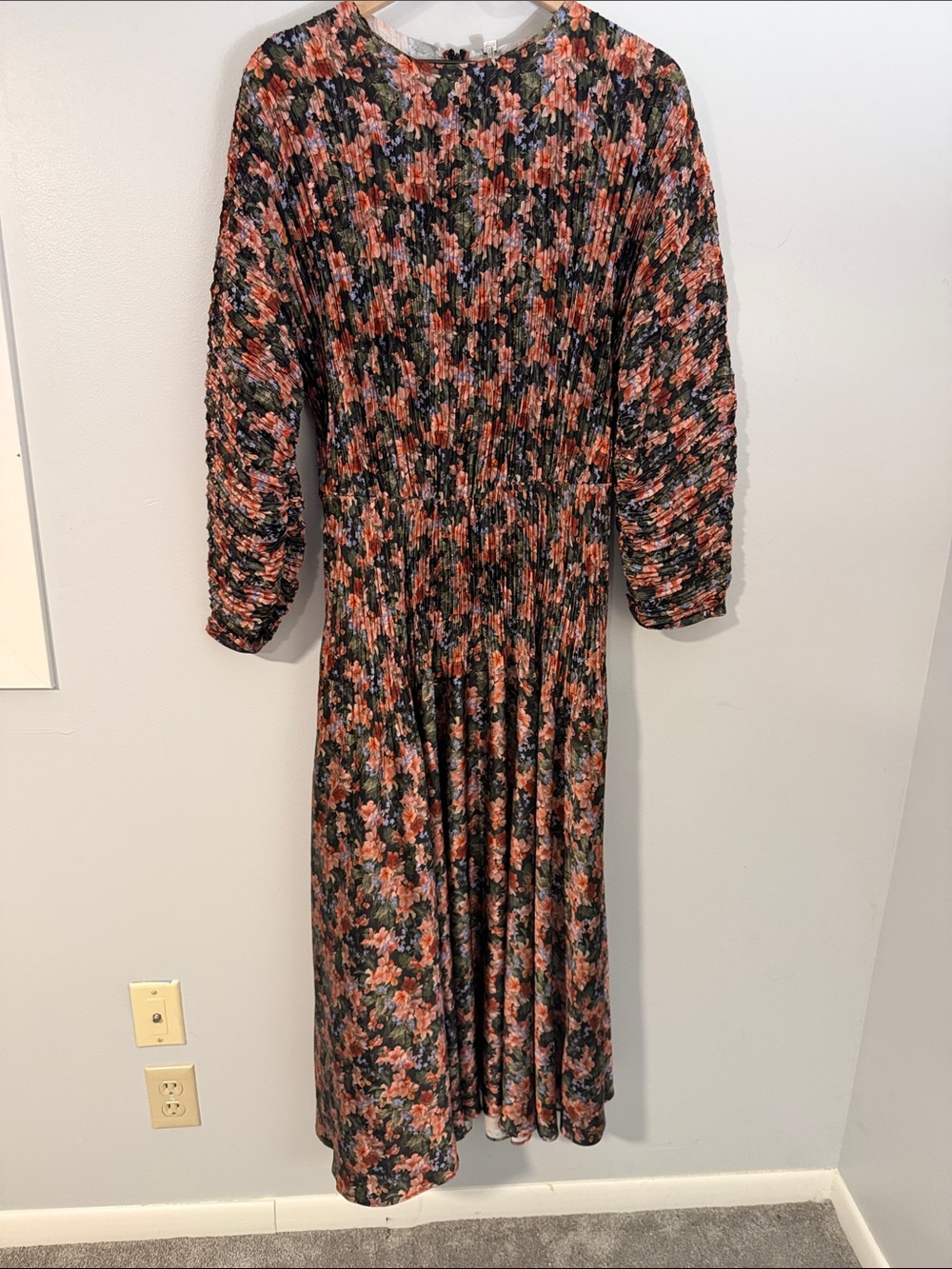 Vince Wild Primrose Long Sleeve Midi Dress Women’s 1X Plus